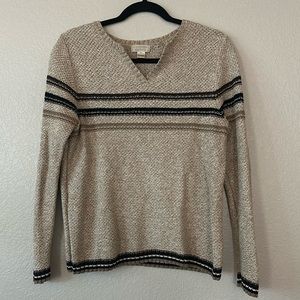 Christopher & Banks Large Neutral Knit Striped Sweater